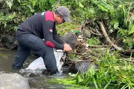 Warga Wukirsari bersama DLH Sleman bersihkan Sungai Tepus. Aksi ini dorong kesadaran lingkungan dan cegah risiko banjir.